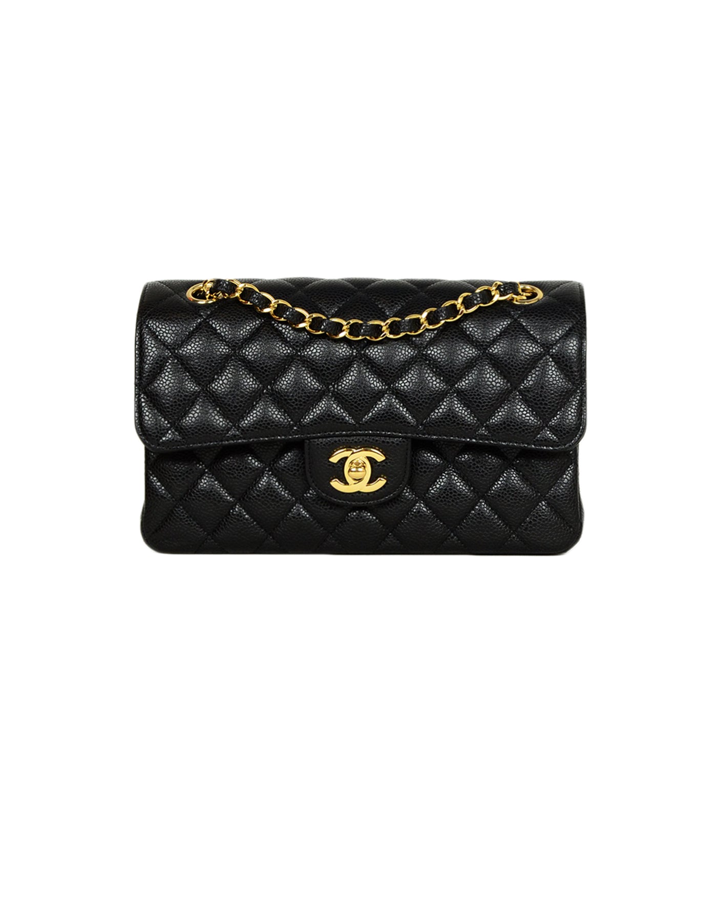 Chanel Black Quilted Caviar Leather 9" Flap Bag - Rovelle Bags
