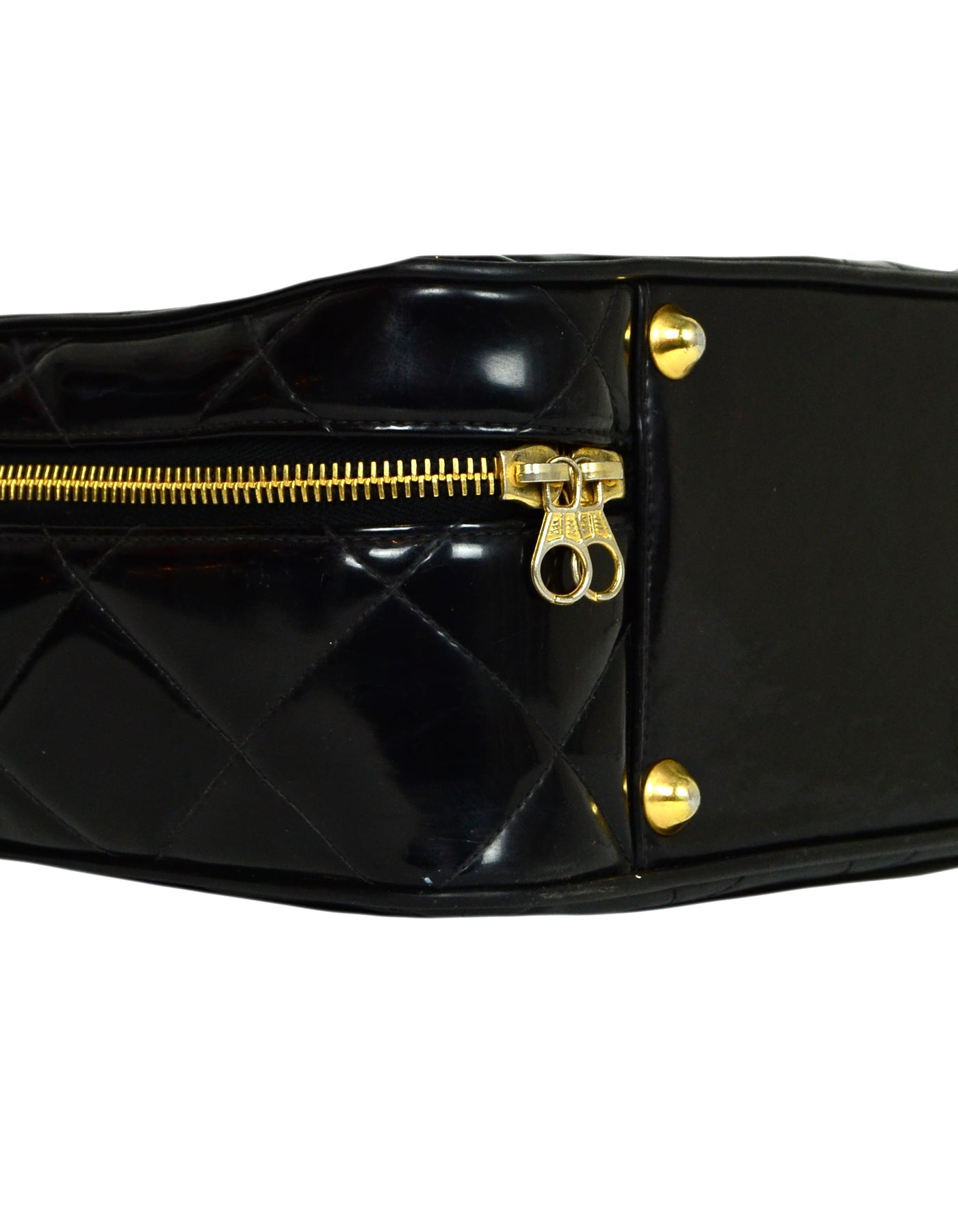 Chanel Black Patent ZIp Around Handbag - Rovelle Bags