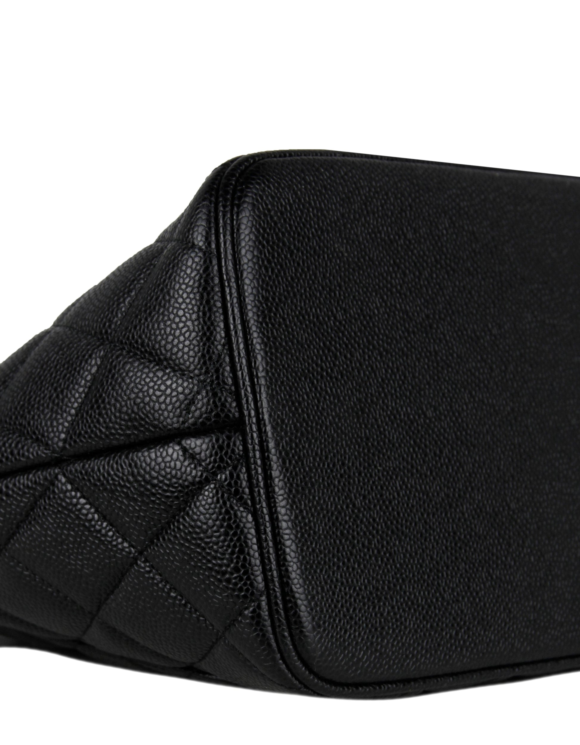 Chanel Black Caviar Leather CC Medallion Tote Bag - Rovelle Bags