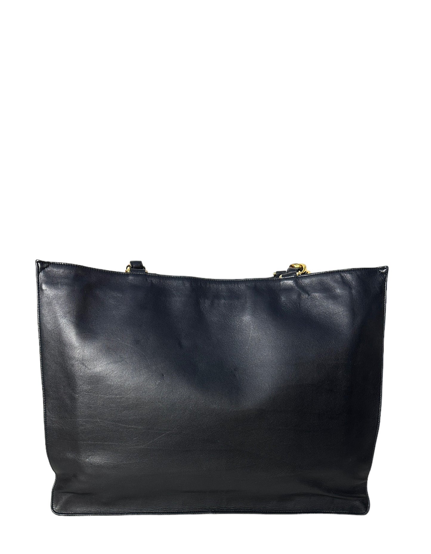 Chanel Black Leather CC Logo Tote Tote Bag - Rovelle Bags