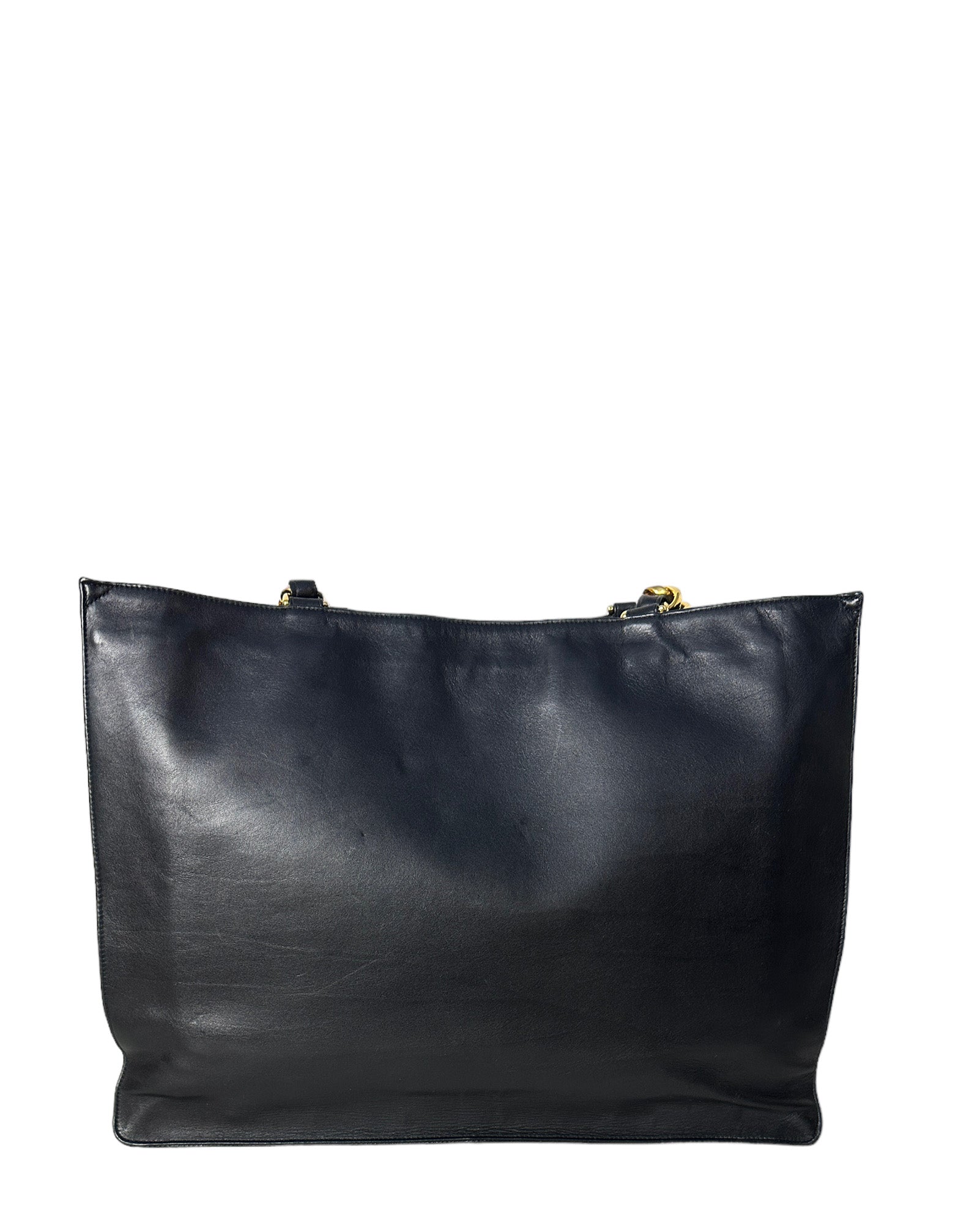 Chanel Black Leather CC Logo Tote Tote Bag - Rovelle Bags
