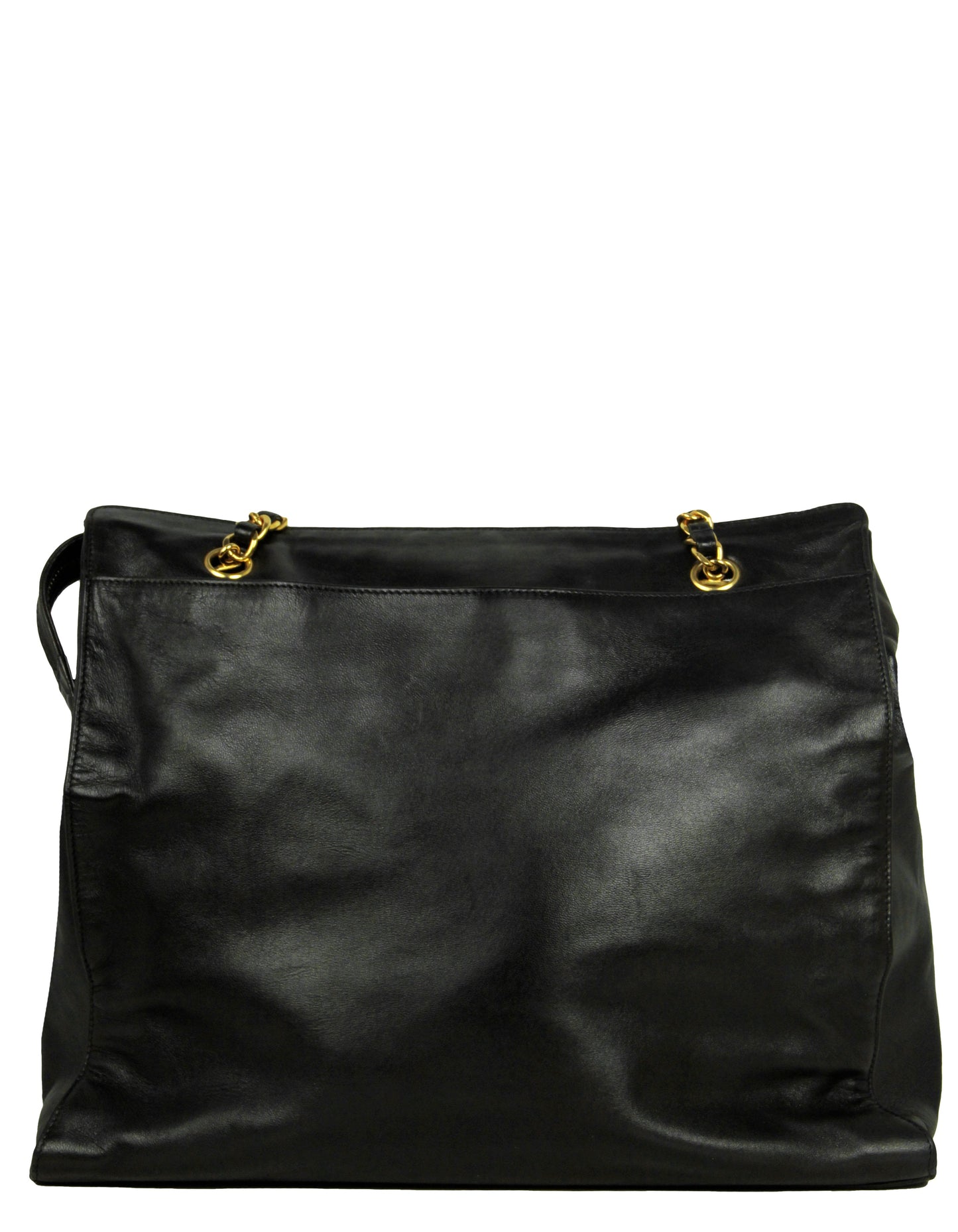 Chanel Black Lambskin Leather CC Logo Tote Bag - Rovelle Bags