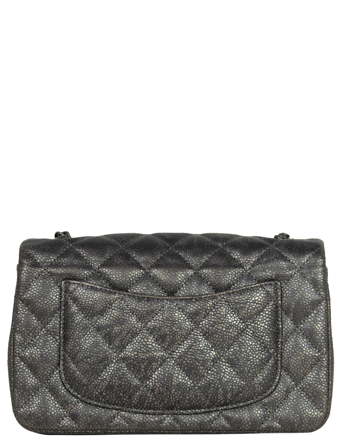 Chanel Gunmetal Caviar Leather Quilted Rectangular Flap Bag - Rovelle Bags