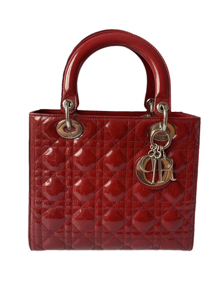 Lady Dior Medium Bag Red Patent Leather