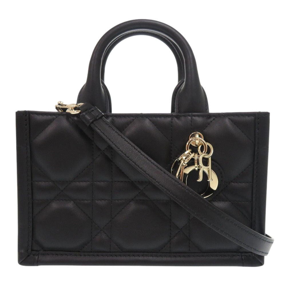 Christian Dior Handbag S5573OWHP Calfskin black 2WAY Mini Macrocannage Book Tote Women