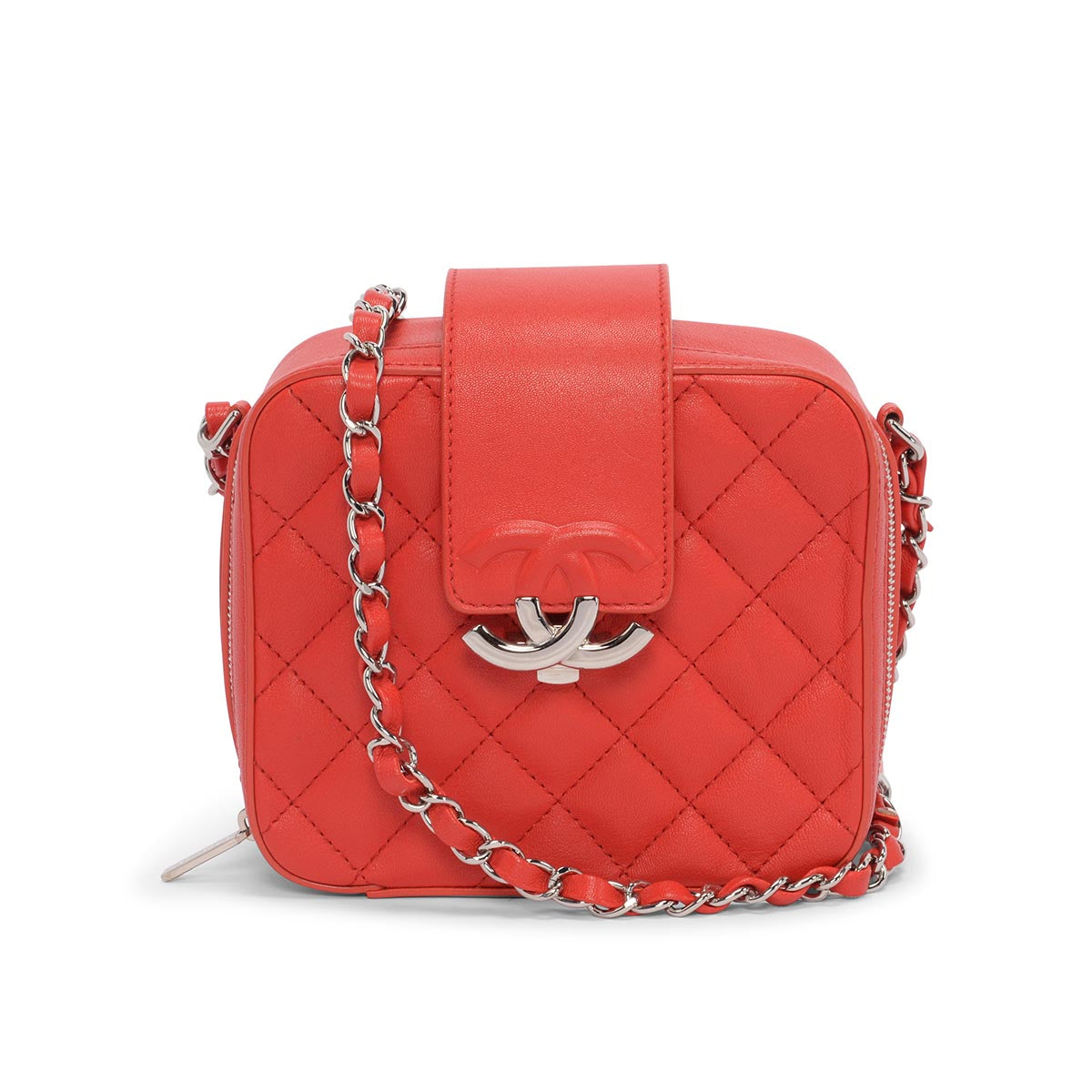 Chanel Red Quilted Leather Mini CC Camera Bag - Rovelle Bags