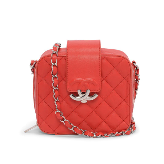 Chanel Red Quilted Leather Mini CC Camera Bag - Rovelle Bags