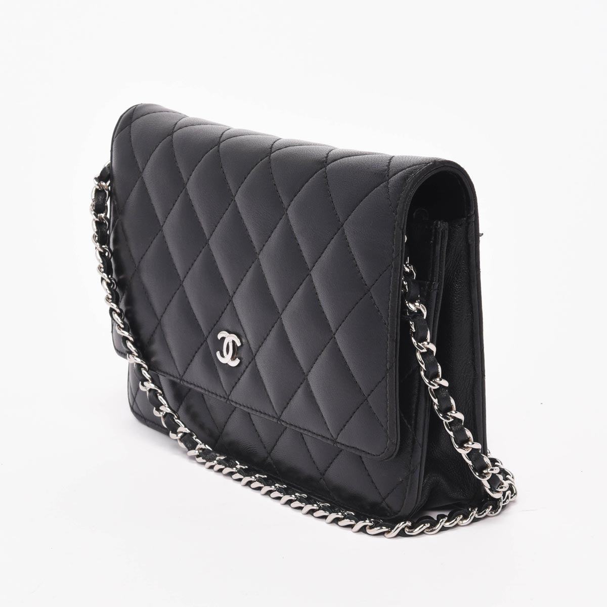 Chanel Black Quilted Lambskin Classic Wallet Crossbody Bag - Rovelle Bags