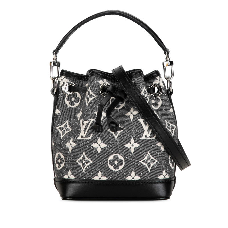 Louis Vuitton Monogram Nanoe Handbag 2WAY M46449 Gr Black Denim Leather Louis Vuitton