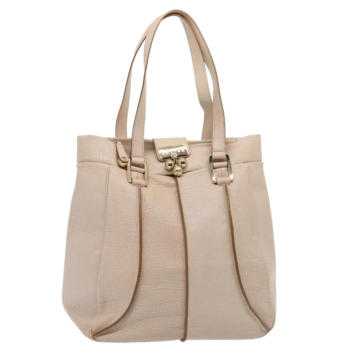 Luxury CELINE Shoulder Bag Leather Beige 80083
