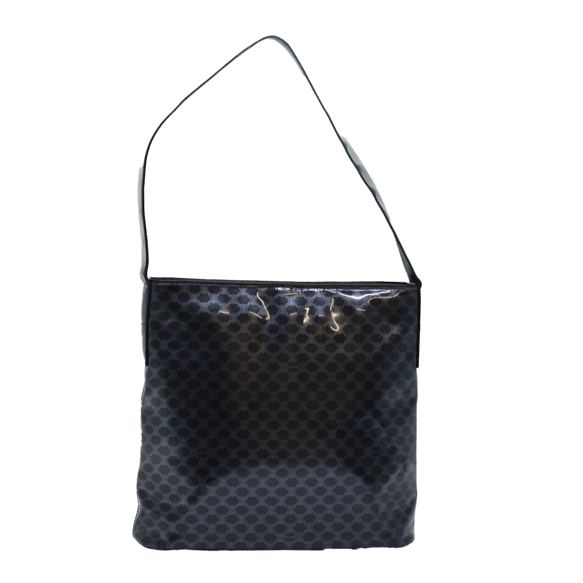 Luxury CELINE Macadam Canvas Enamel Shoulder Bag Black 80084