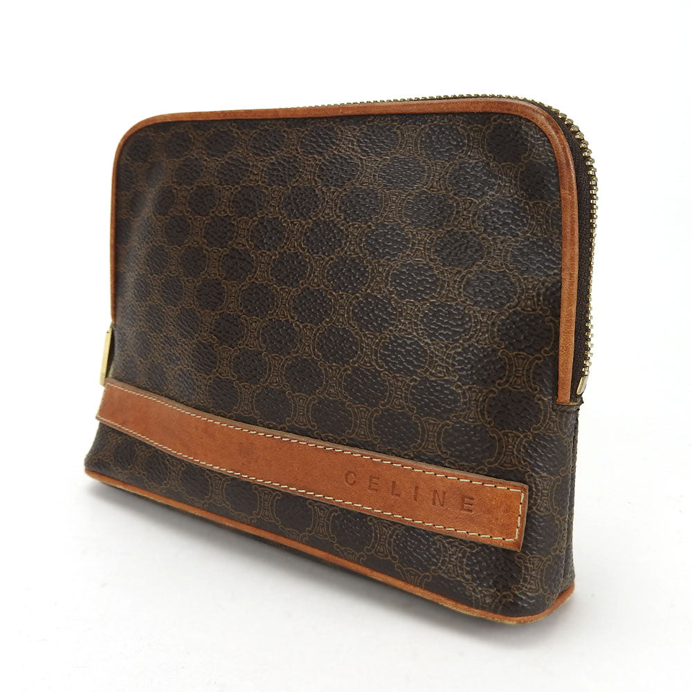 CELINE Pouch PVC, Leather Brown Macadam Women