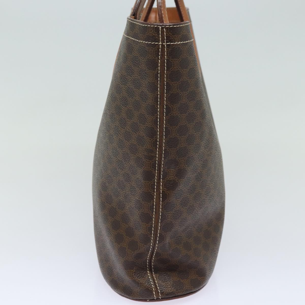 Luxury CELINE Macadam Canvas Hand Bag PVC Leather Brown 80613