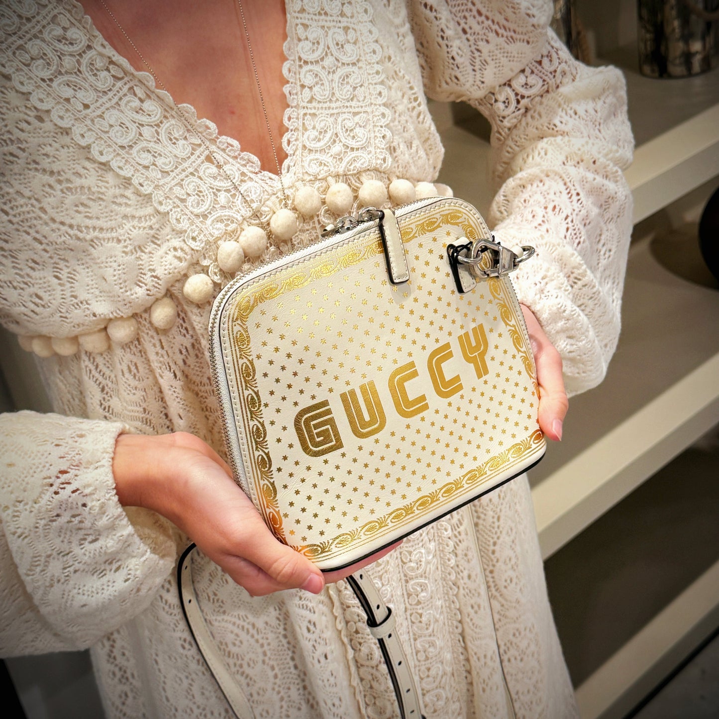 Gucci Leather Sega Guccy Stars Dome Mini Crossbody Bag TWS