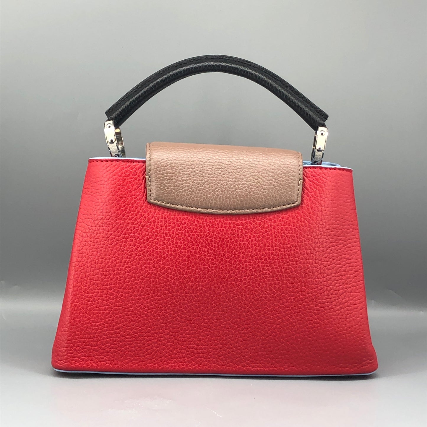 Louis Vuitton Capucines PM Taurillon Leather Handbag Red Light Blue Two-Tone