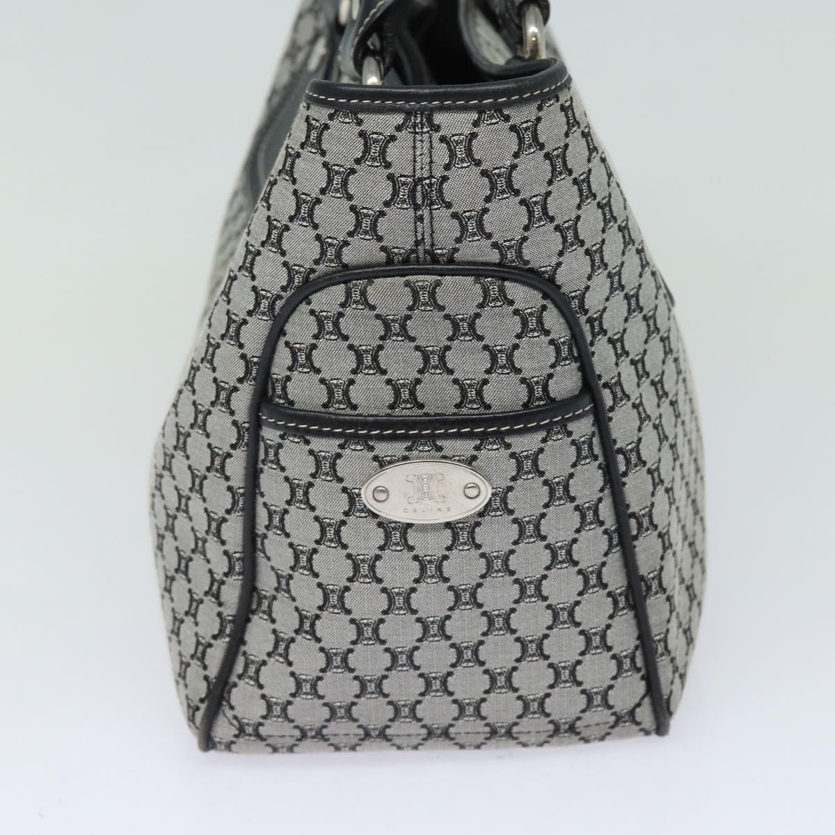 Luxury CELINE Triomphe Hand Bag Canvas Navy 81135