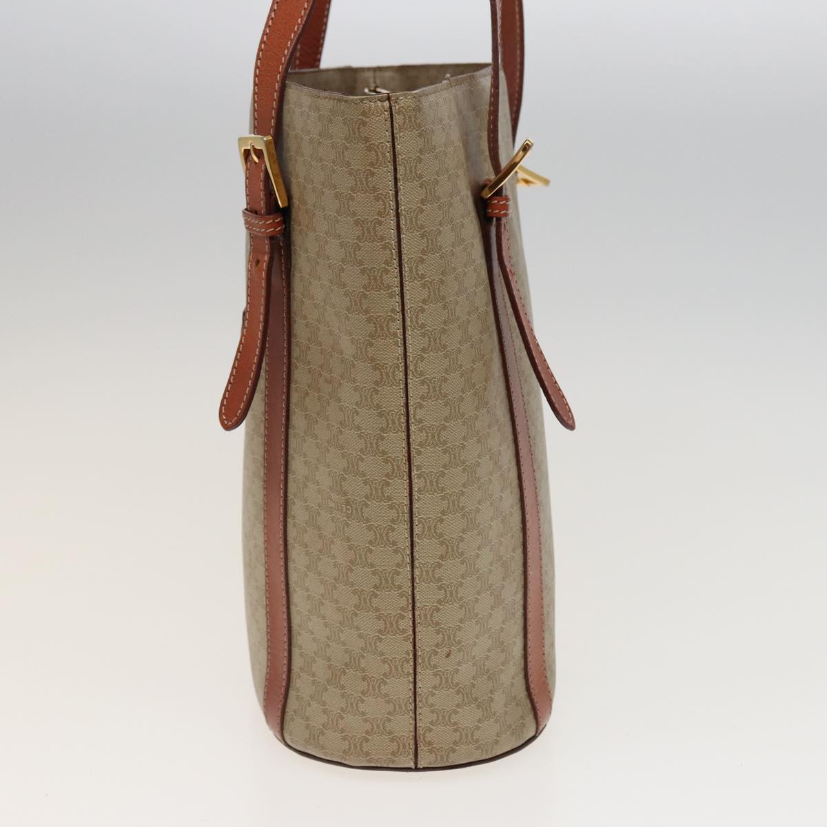 Luxury CELINE Macadam Canvas Shoulder Bag Beige 81194