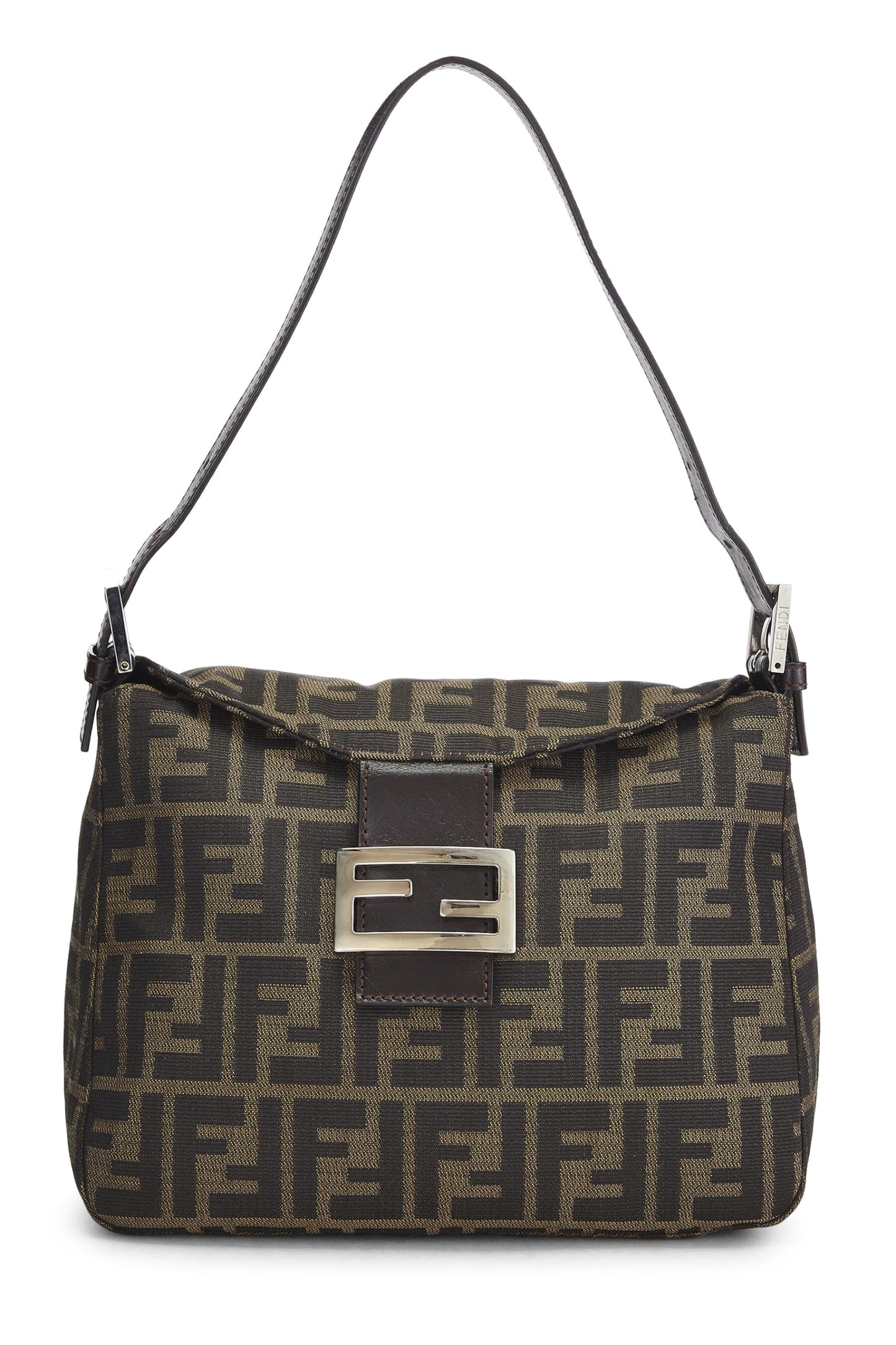 Fendi, Brown Zucca Canvas Shoulder Bag, Brown
