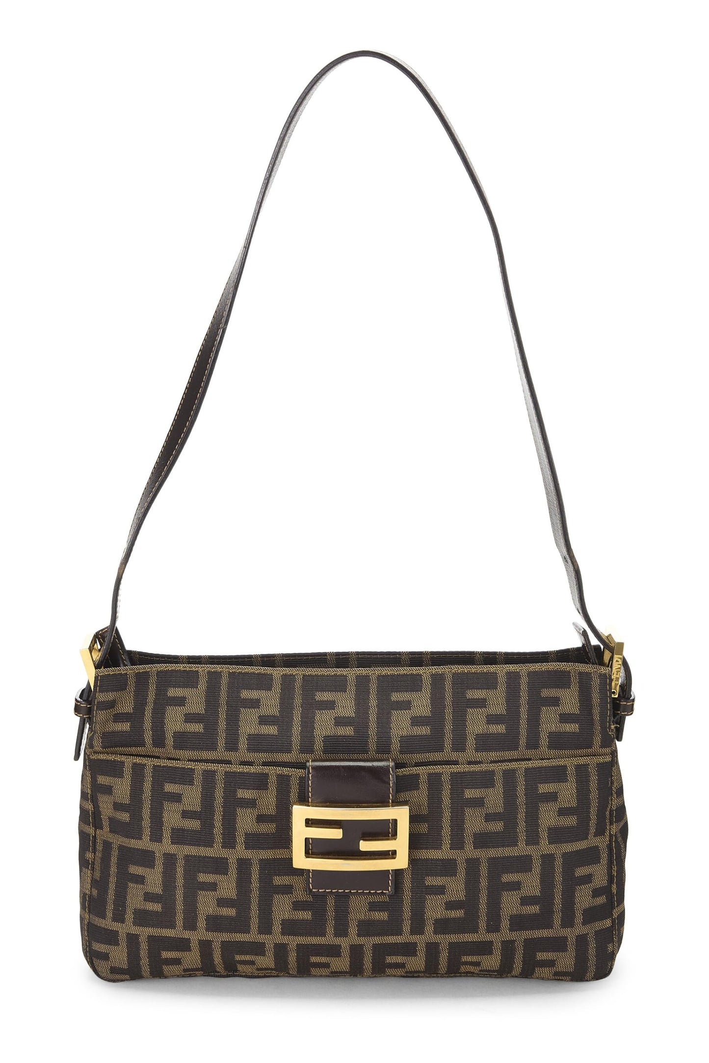 Fendi, Brown Zucca Canvas Shoulder Bag, Brown