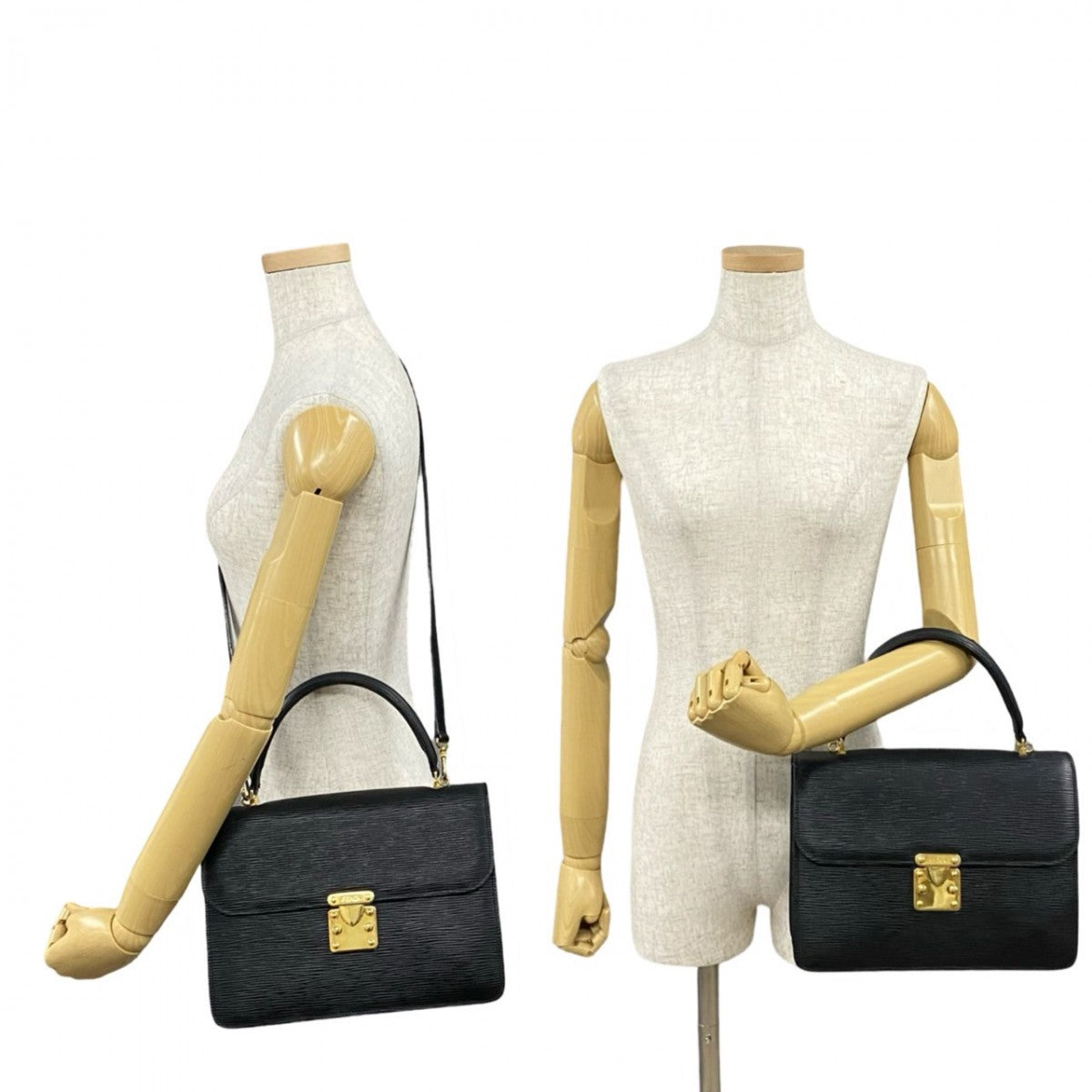 FENDI Shoulder Bag Epi Leather black FF logo Metal Women