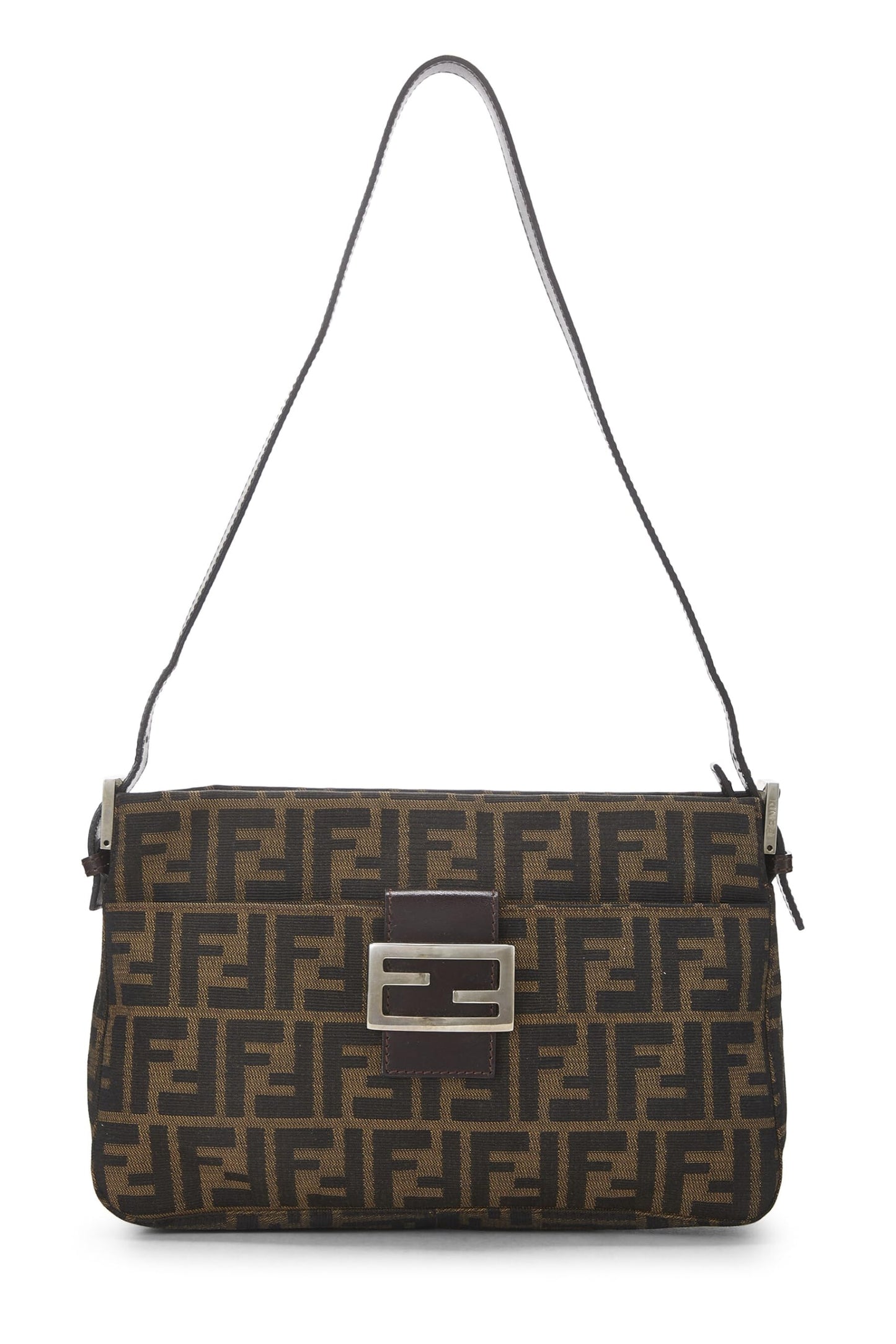 Fendi, Brown Zucca Canvas Shoulder Bag, Brown