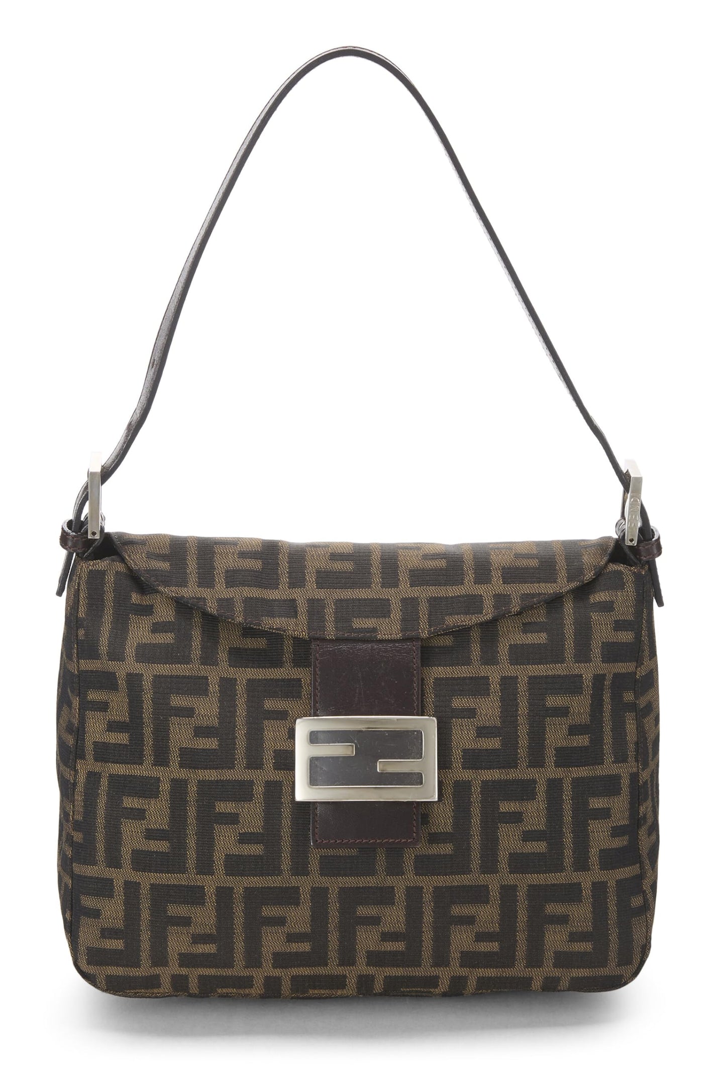 Fendi, Brown Zucca Canvas Shoulder Bag, Brown