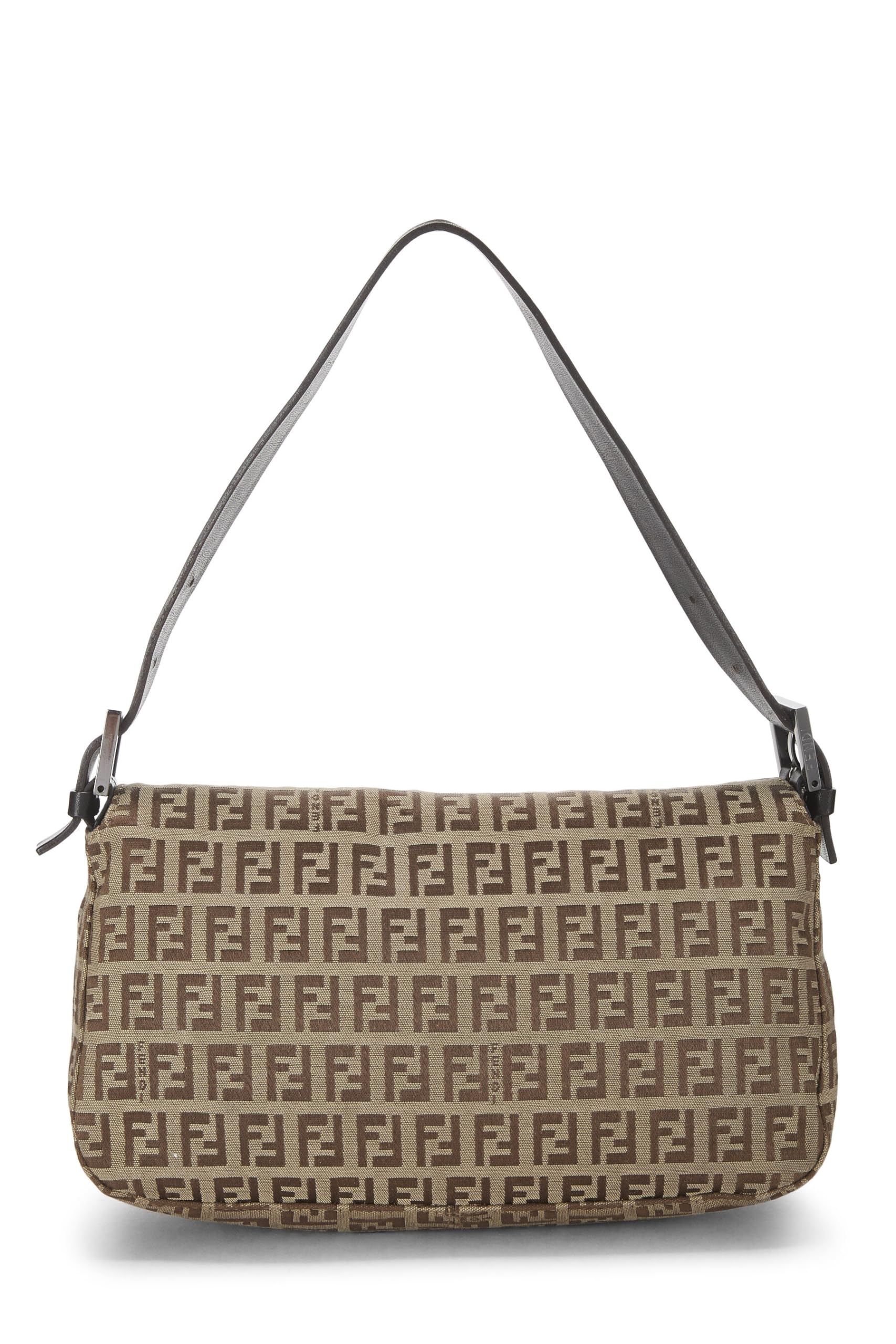 Fendi, Brown Zucchino Canvas Shoulder Bag, Brown
