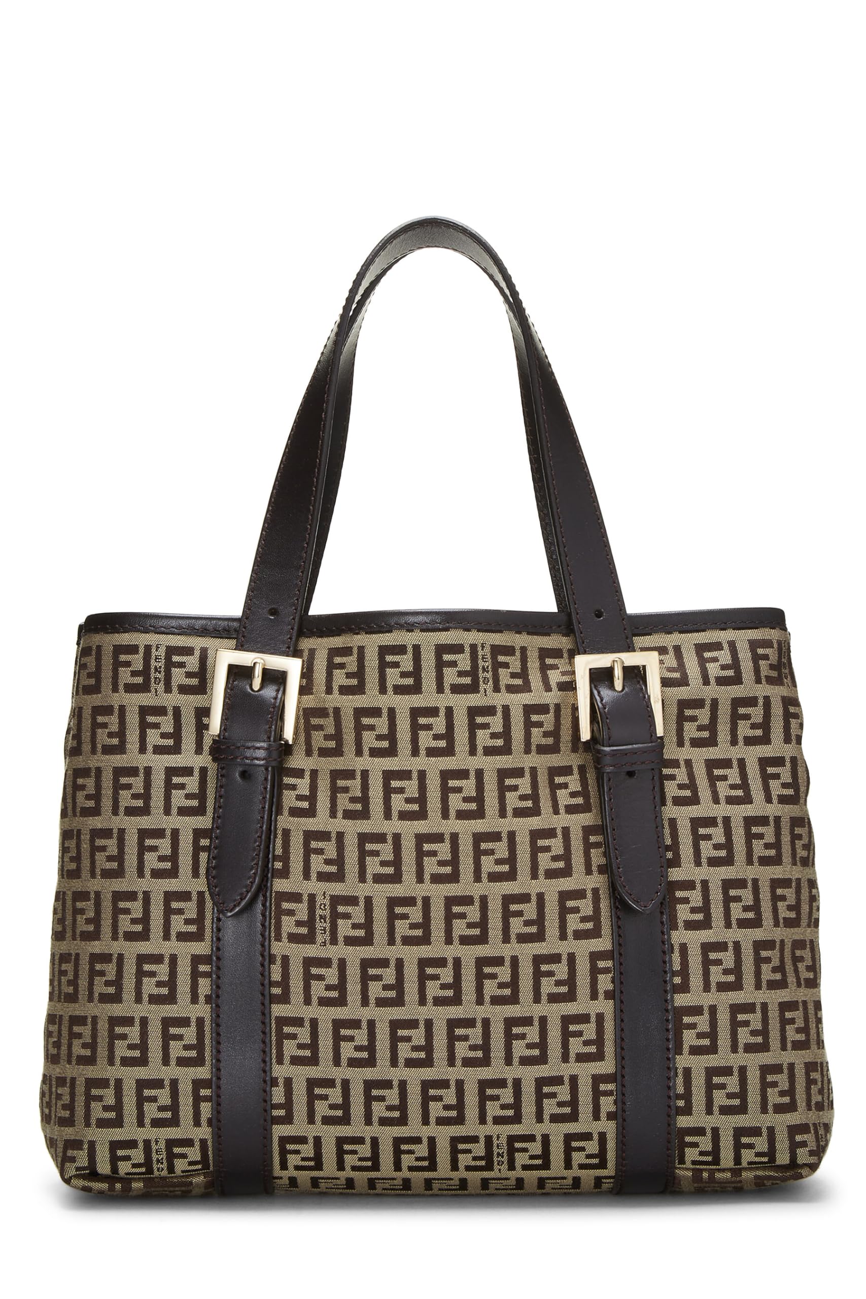 Fendi, Brown Zucchino Canvas Handbag Small, Brown