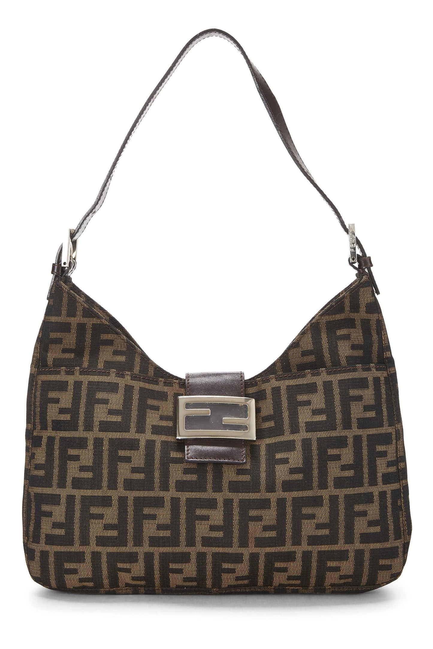 Fendi, Brown Zucca Canvas Shoulder Bag, Brown