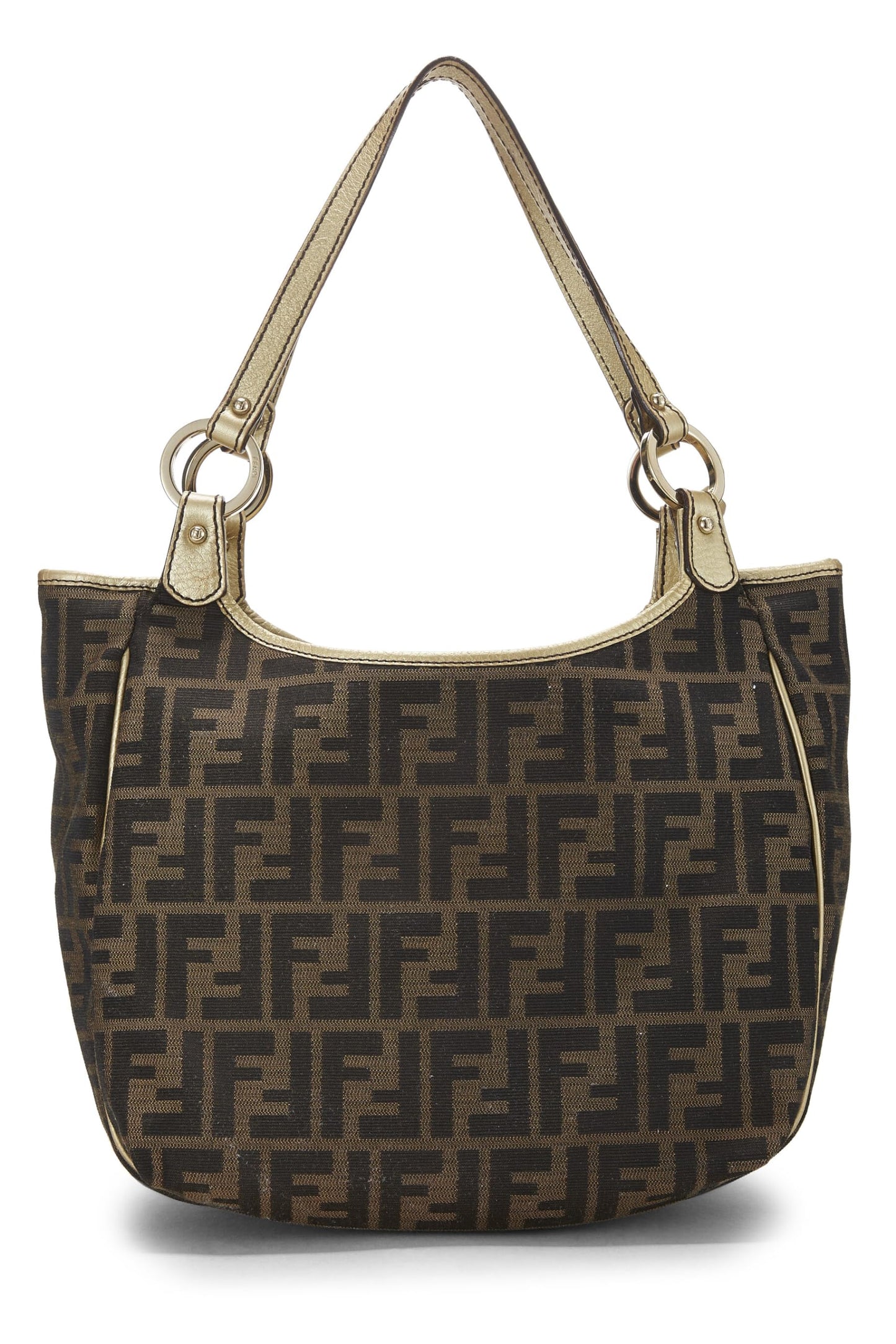 Fendi, Gold Zucca Canvas Shoulder Bag, Gold