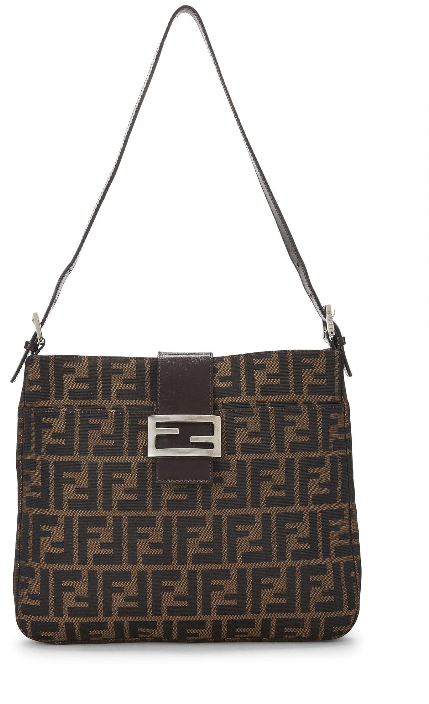 Fendi, Brown Zucca Canvas Shoulder Bag, Brown