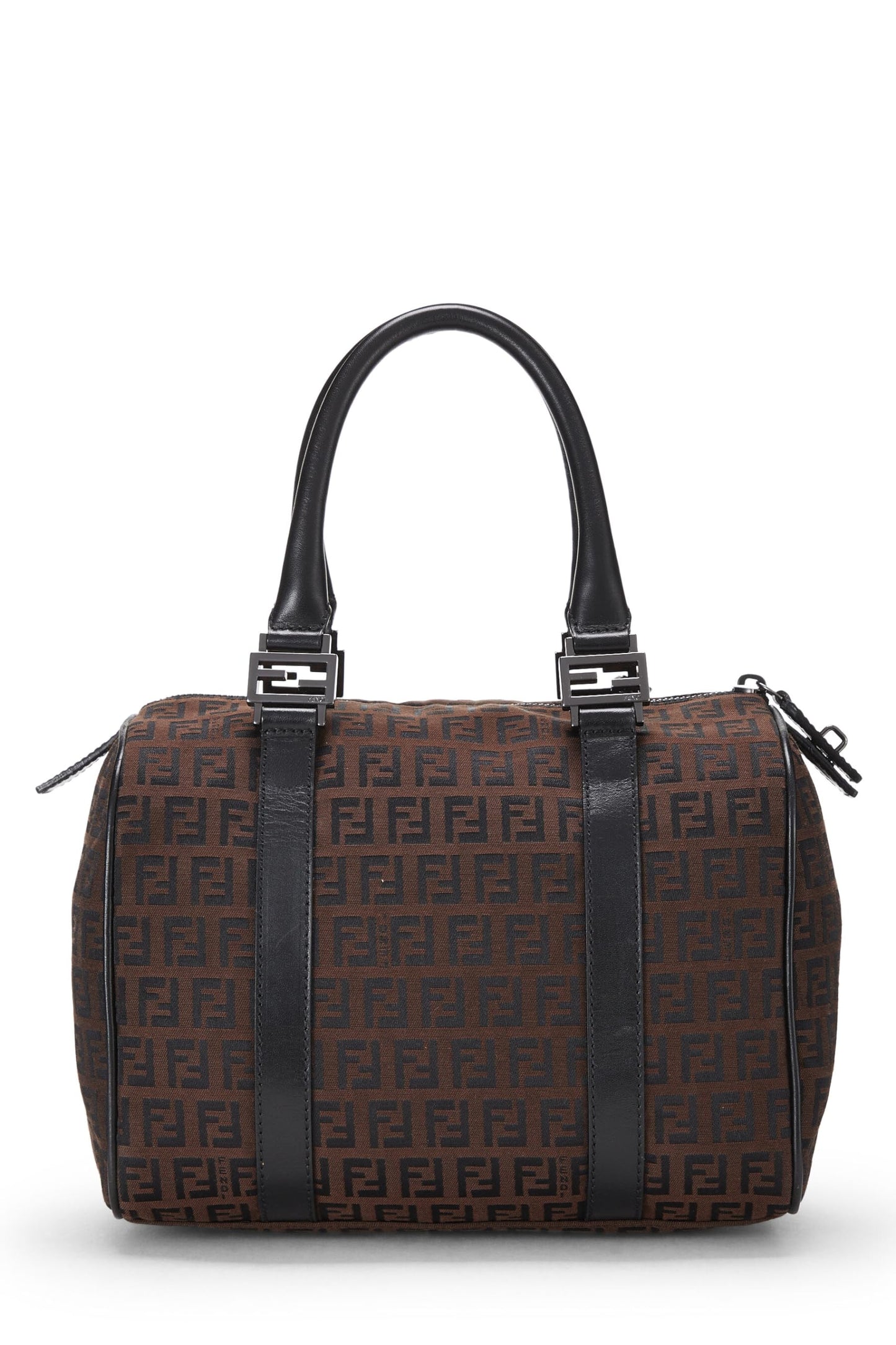 Fendi, Brown & Black Zucchino Canvas Boston Bag Mini, Brown