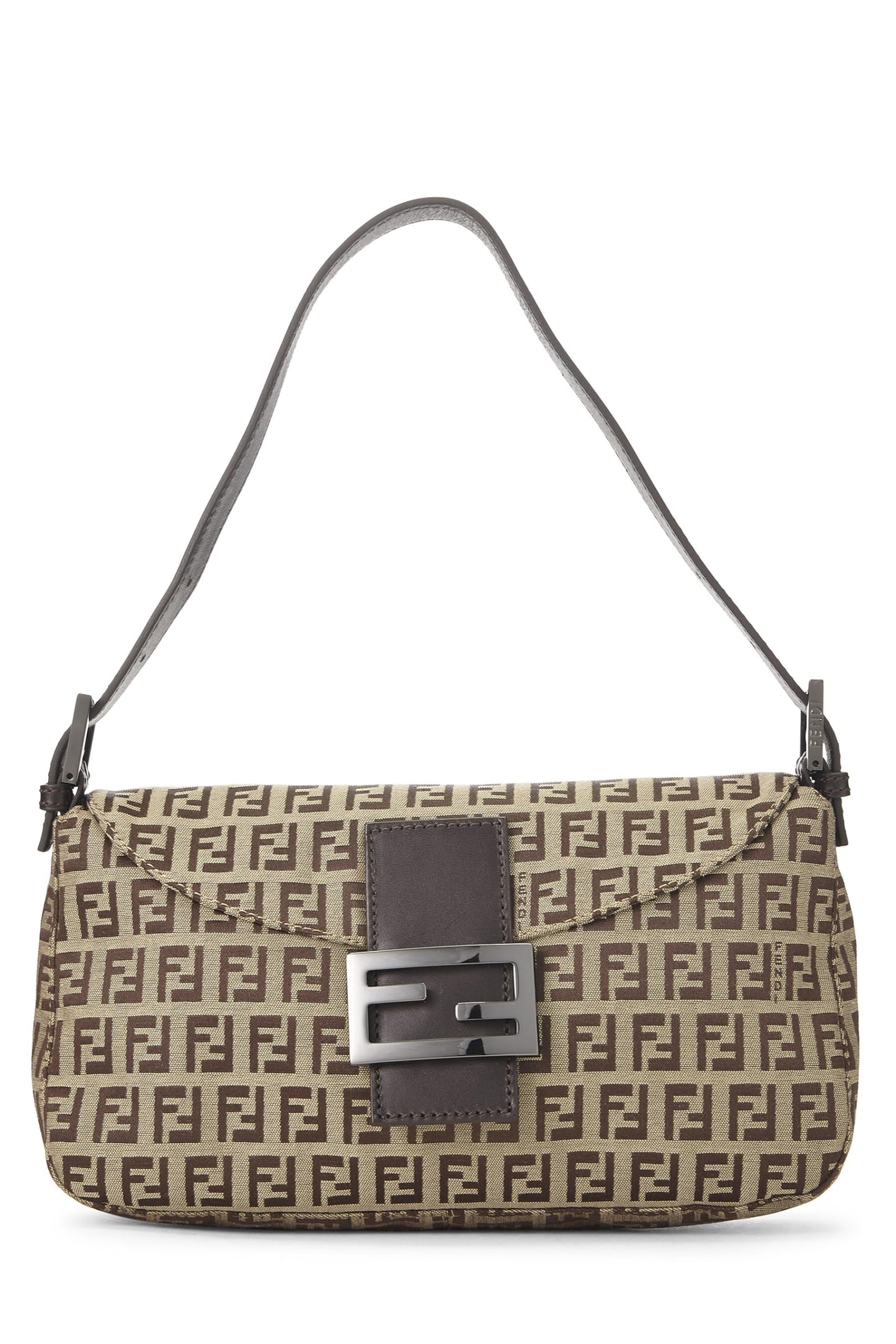 Fendi, Beige Zucchino Canvas Shoulder Bag, Brown