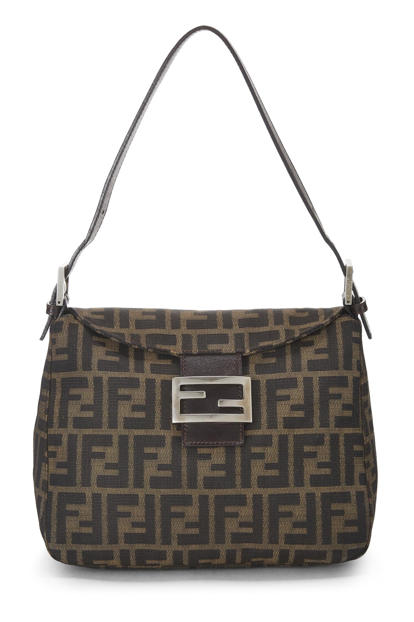 Fendi, Brown Zucca Canvas Shoulder Bag, Brown