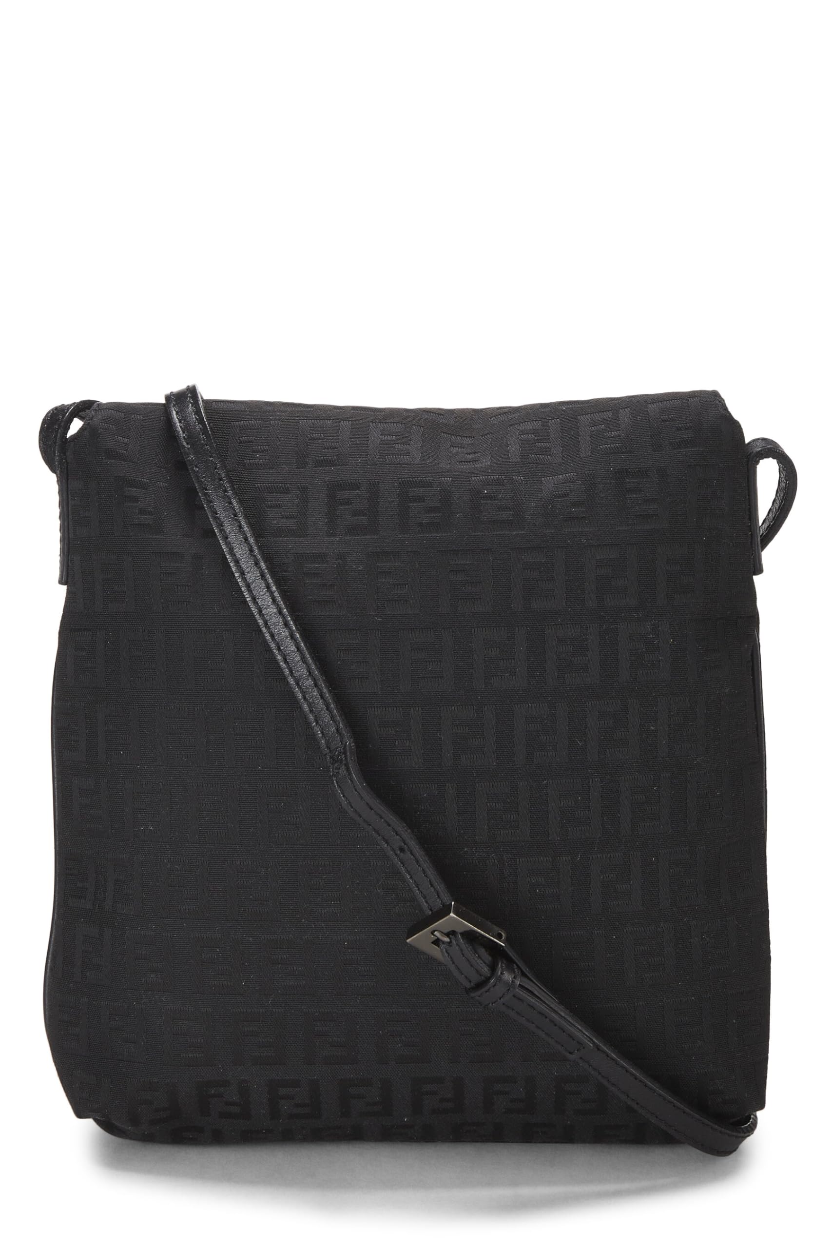 Fendi, Black Zucchino Canvas Tube Messenger Small, Black