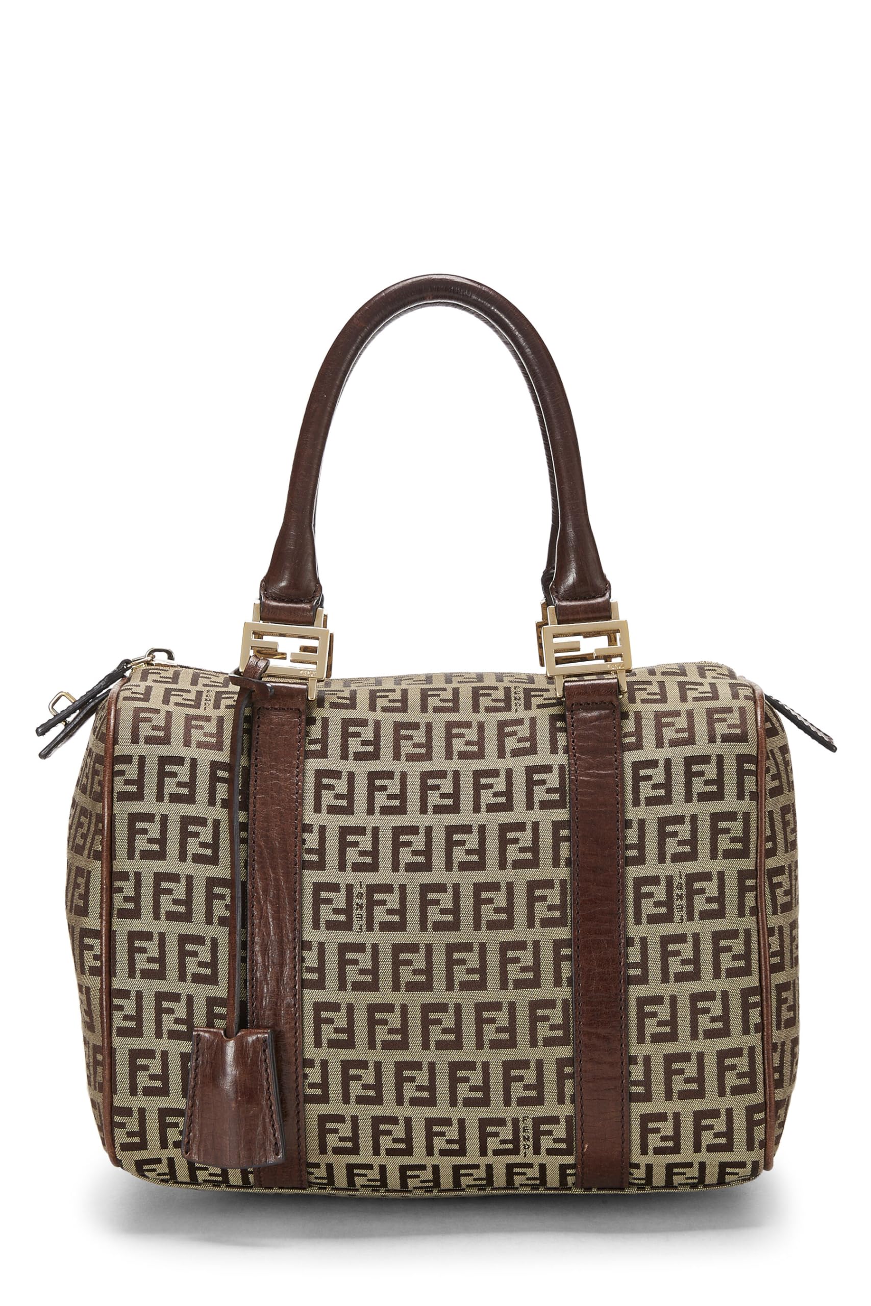 Fendi, Brown Zucchino Canvas Boston Bag Mini, Brown