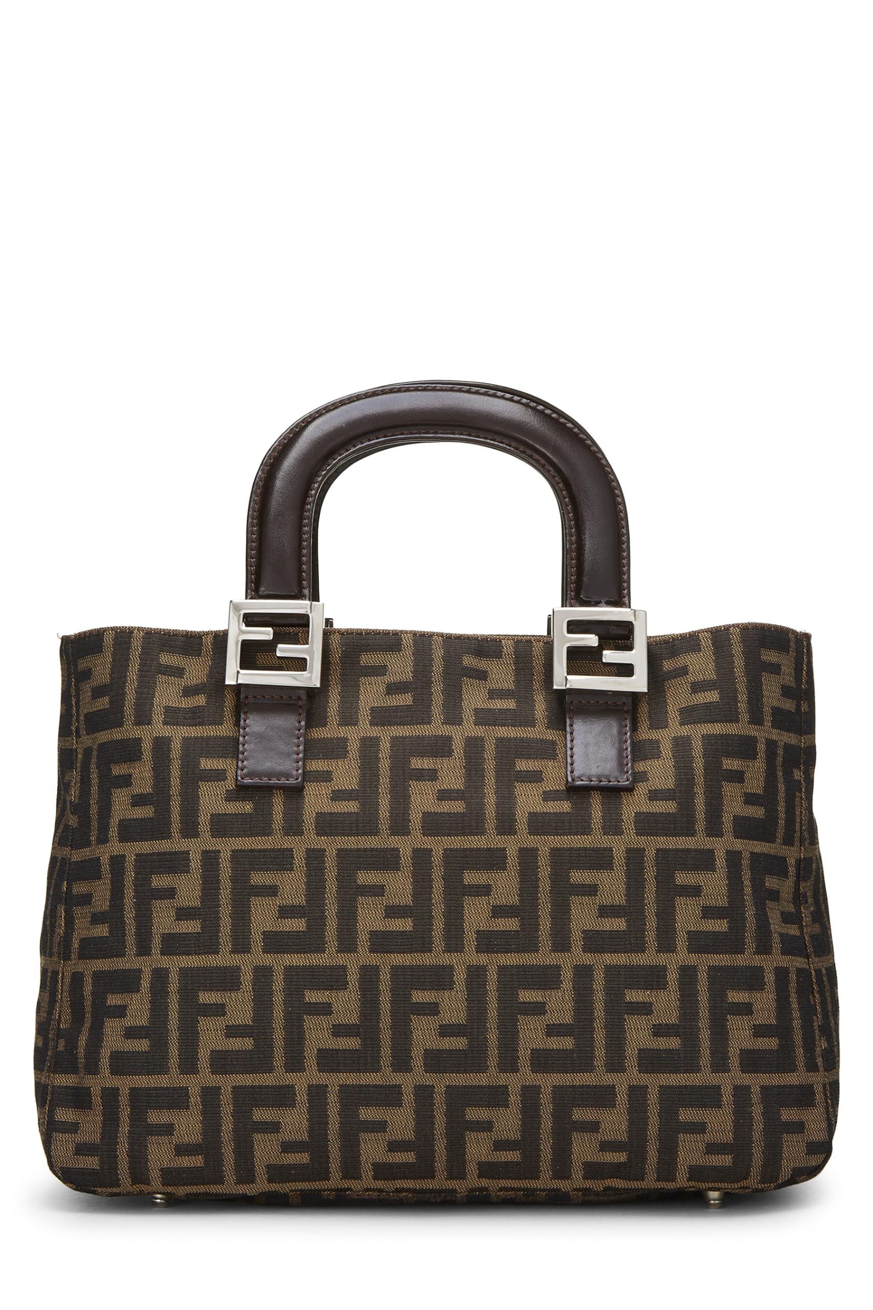 Fendi, Brown Zucca Canvas Handbag Small, Brown