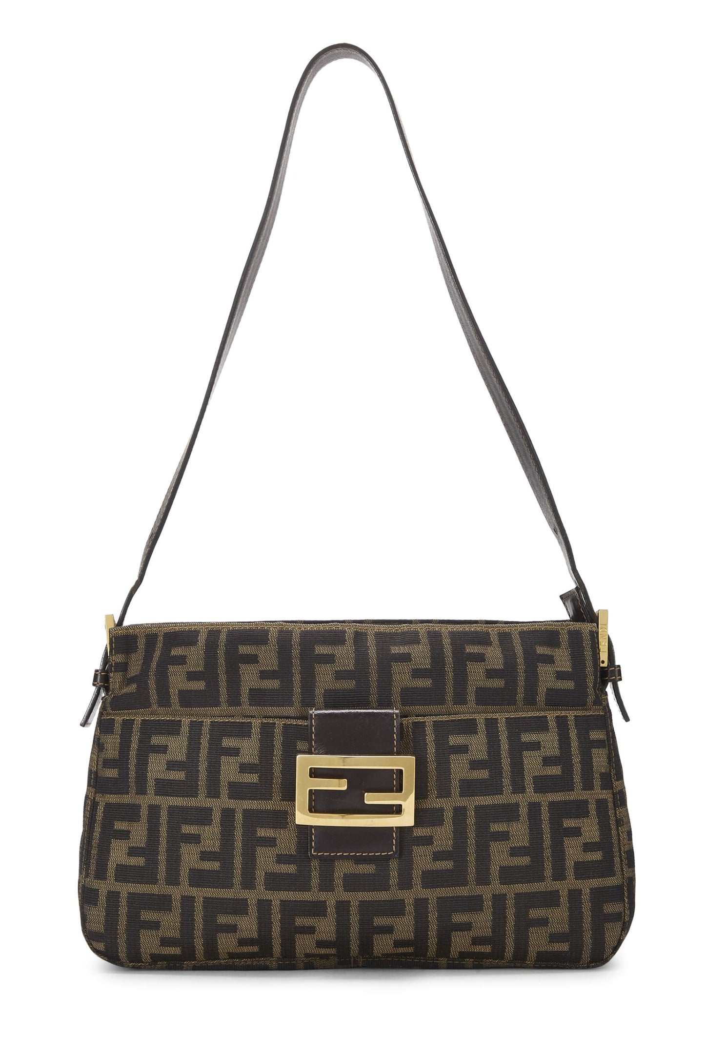 Fendi, Brown Zucca Canvas Shoulder Bag, Brown