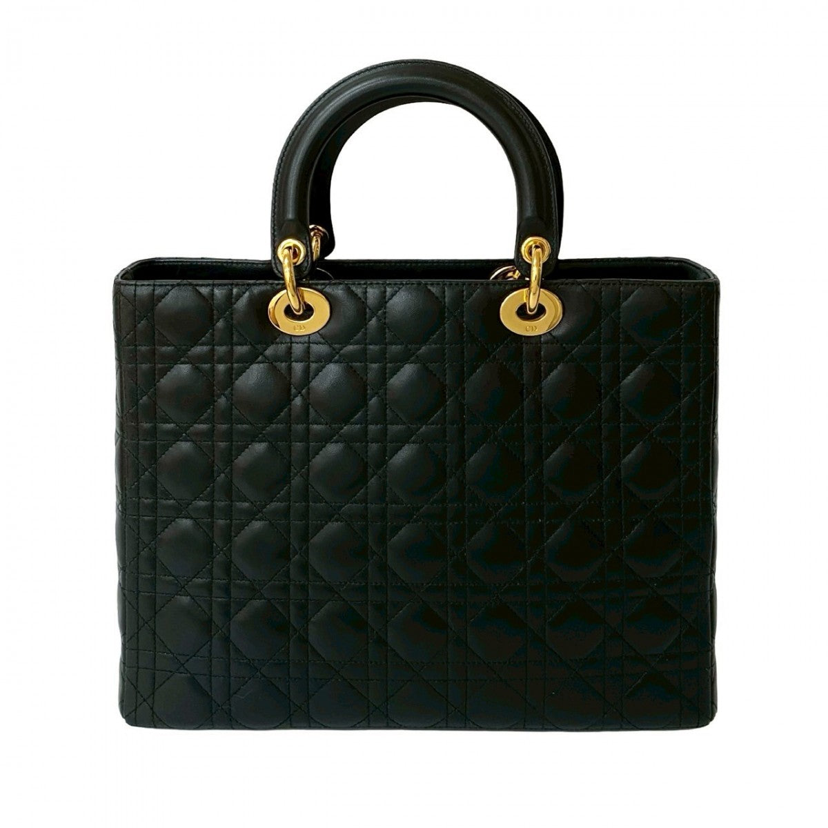Dior Handbag leather black Cannage stitch Lady Dior Women
