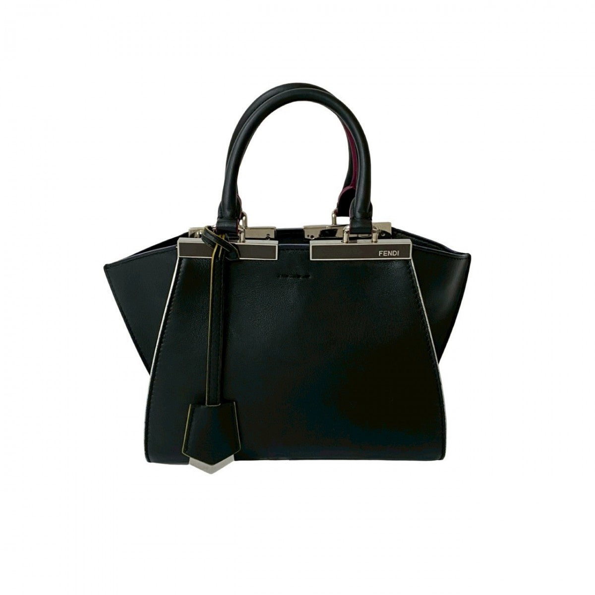 FENDI Shoulder Bag leather black Petite Troisur