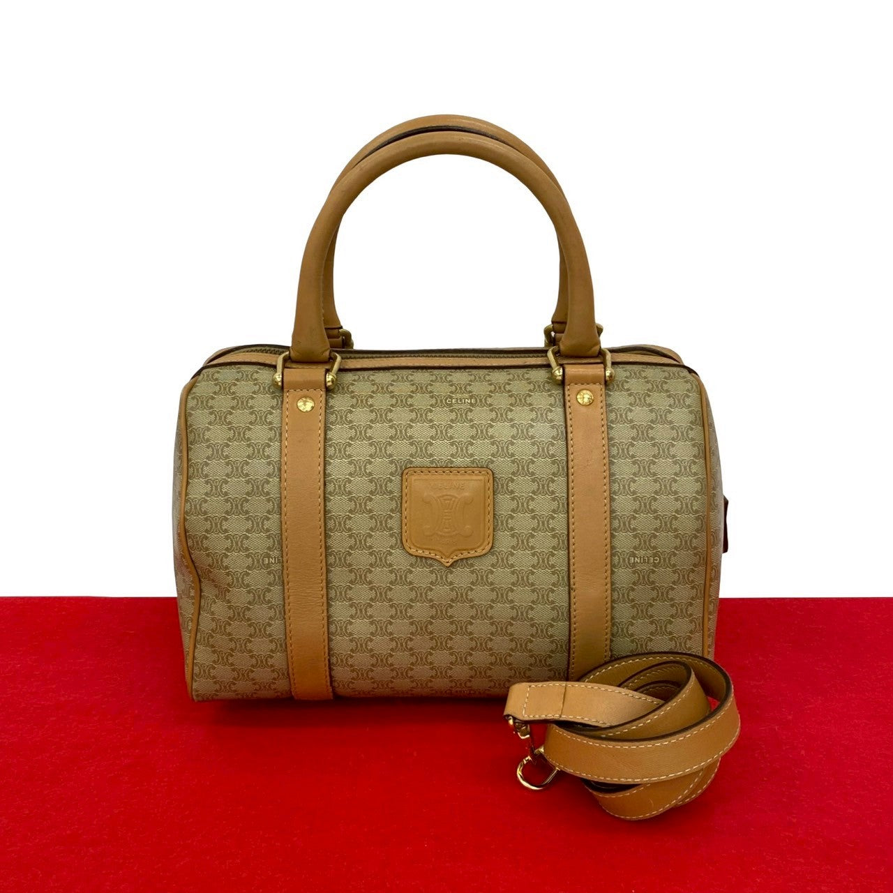 CELINE Shoulder Bag leather beige