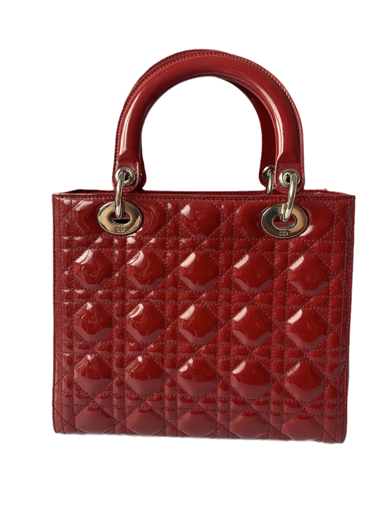 Lady Dior Medium Bag Red Patent Leather