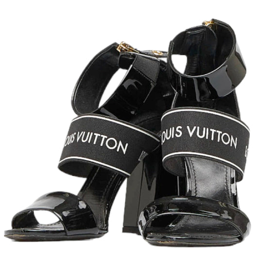 Louis Vuitton Louis Vuitton Sandals Patent Laser/Nylon Black