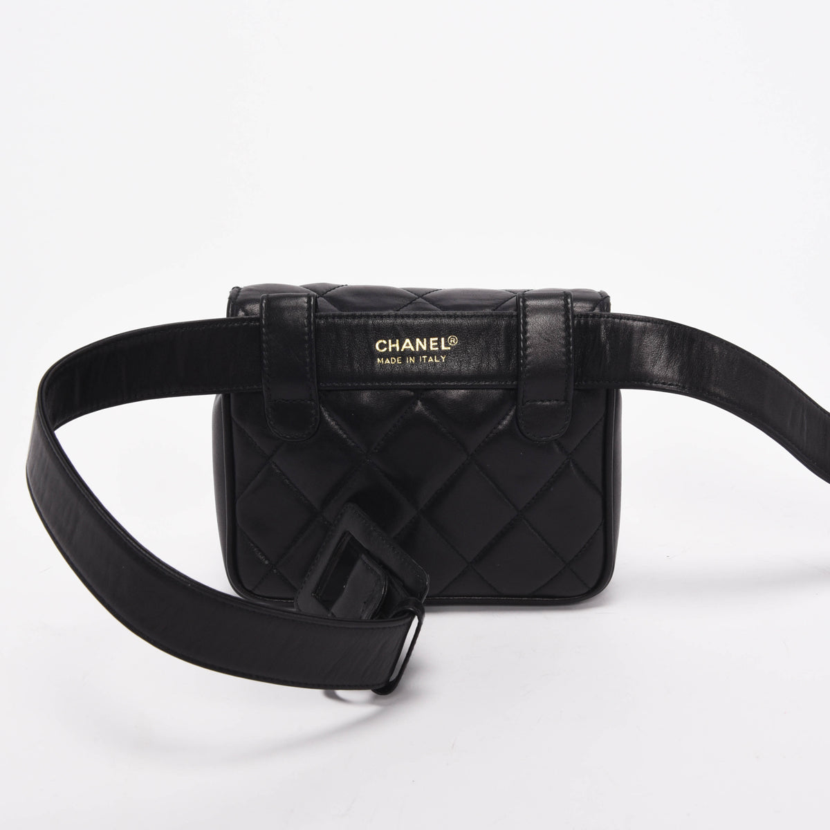 Chanel Black Quilted Lambskin Mini Belt Handbag - Rovelle Bags