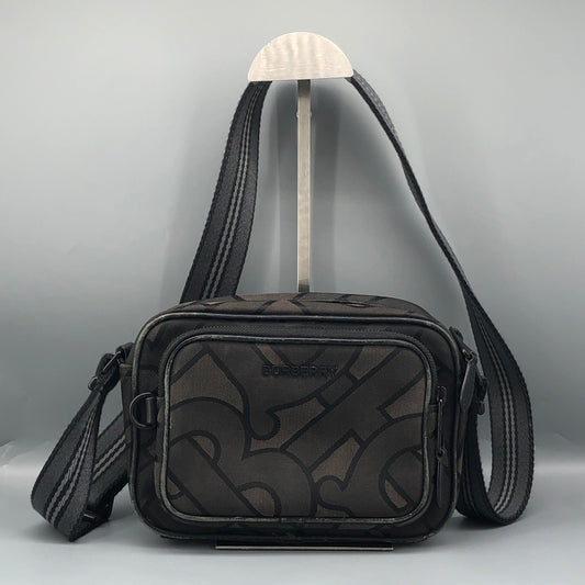 Burberry TB Monogram Canvas Crossbody Camera Bag Black