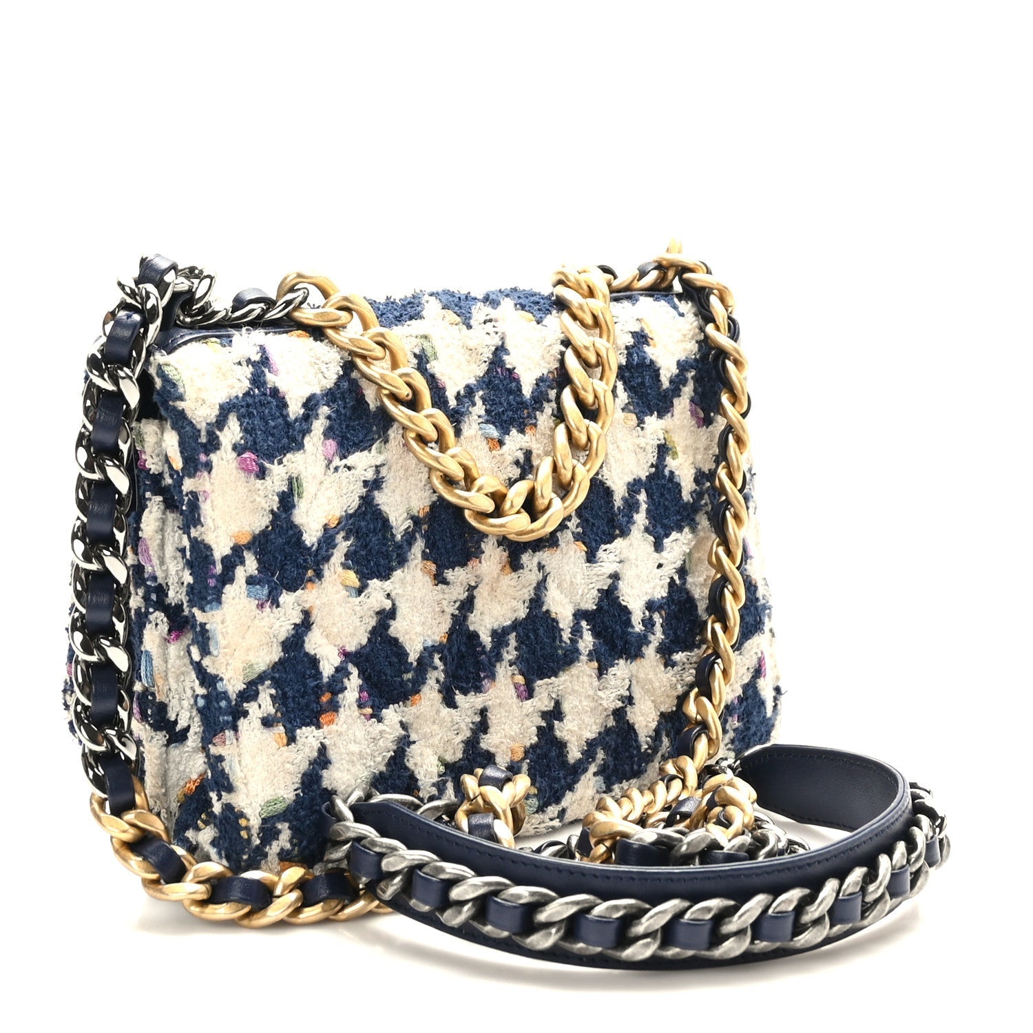 Chanel Tweed Quilted Chanel 19 Wallet Crossbody Bag - Rovelle Bags