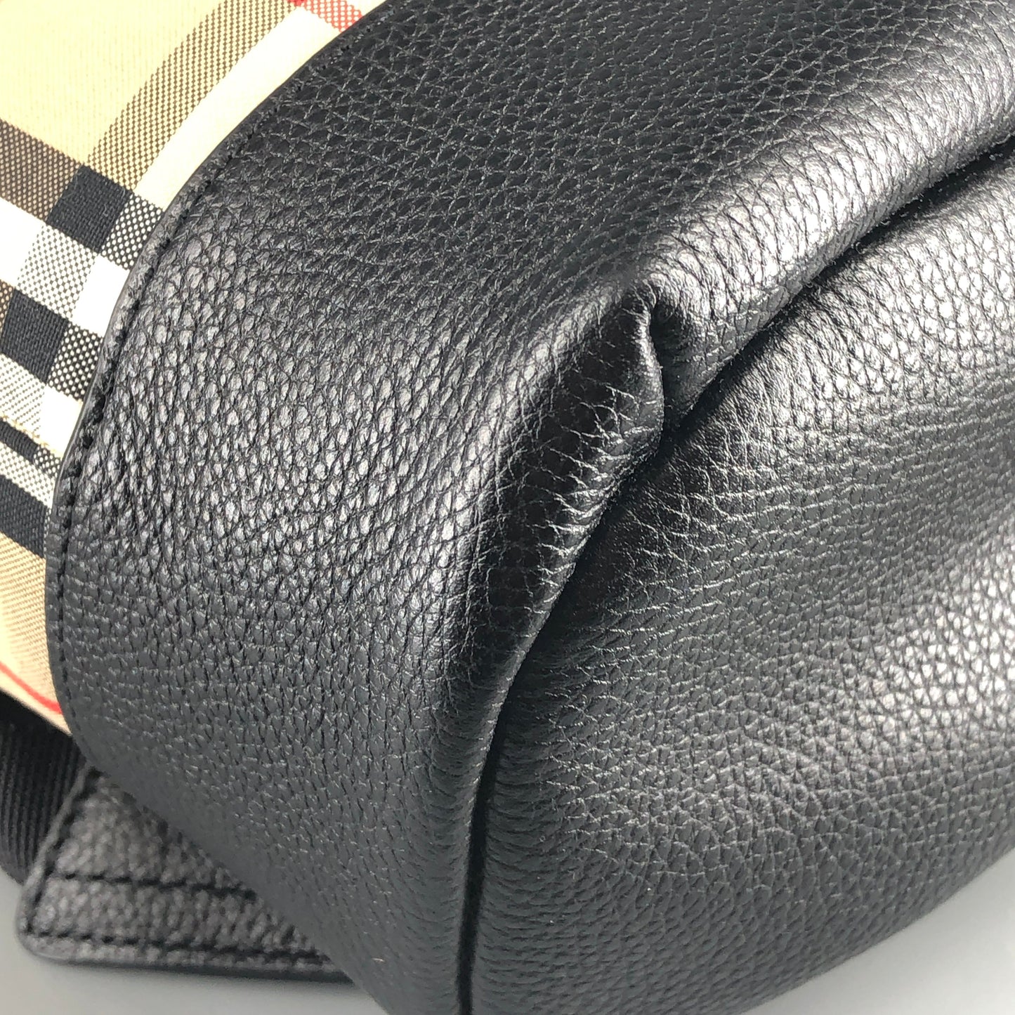 Burberry Check Nylon Leather Trim Backpack Beige