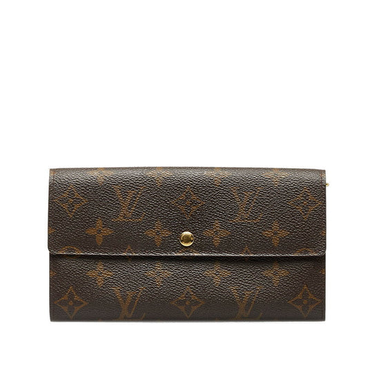 Louis Vuitton Monogram Port Monet Credit Long Wallet M61725 Brown PVC Leather Louis Vuitton