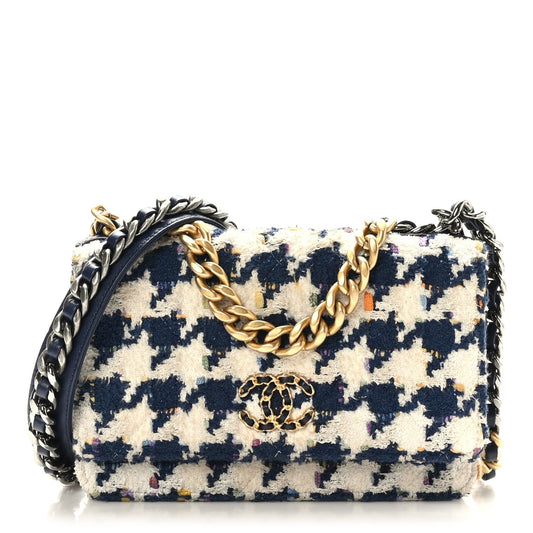 Chanel Tweed Quilted Chanel 19 Wallet Crossbody Bag - Rovelle Bags