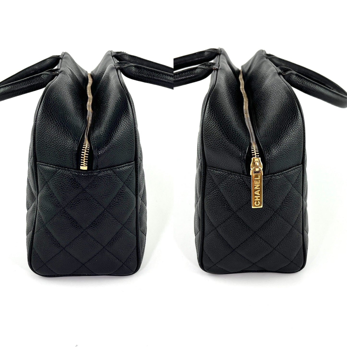 Chanel Black Timeless Caviar Leather Bowler Handbag - Rovelle Bags